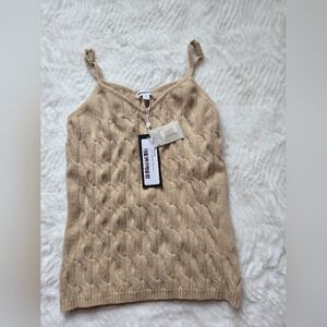 Minnie Rose Women's Beige Cashmere Cable Knit Top Size Xs